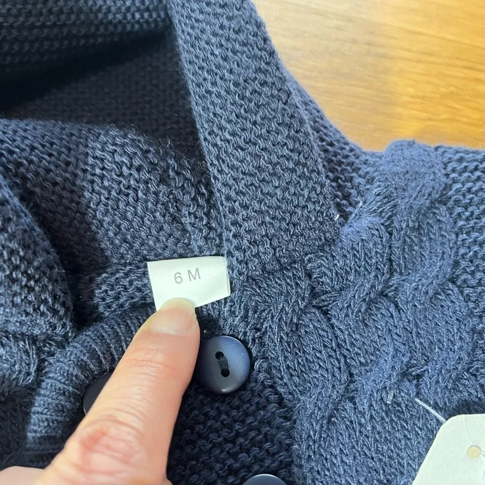 NWT Cubo Magico Baby 6M Navy Knit Hooded Cardigan Jacket Unisex